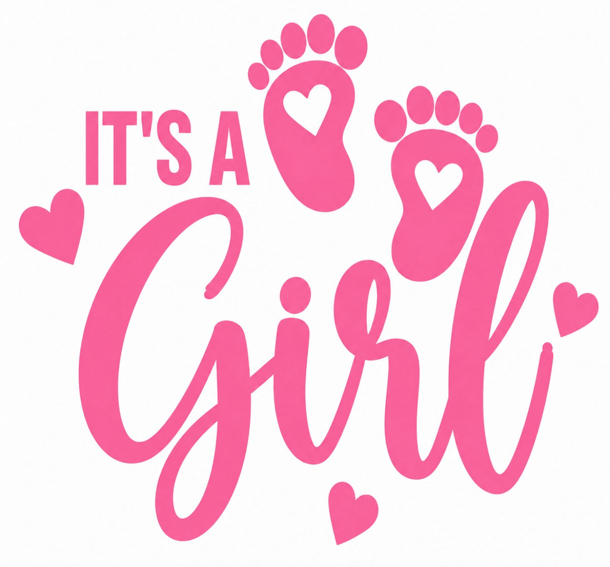 "It's A Girl" DTF Transfer Design