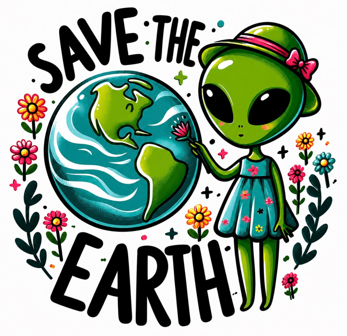 "Save The Earth" DTF Transfer Design