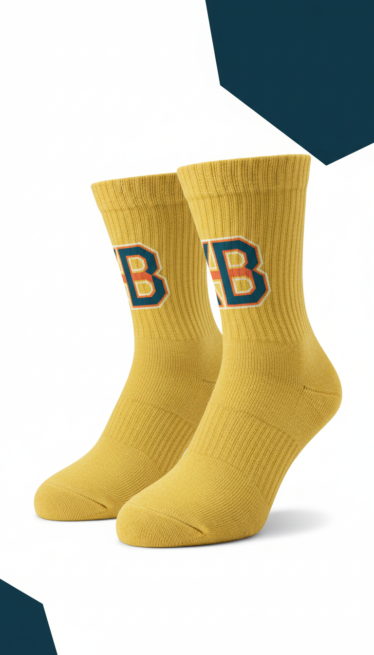 Yellow Socks With Custom Monogram Print