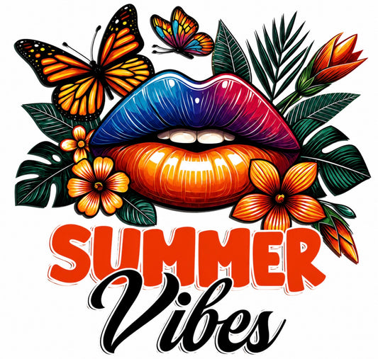 Summer Vibes Lips & Butterfly Design